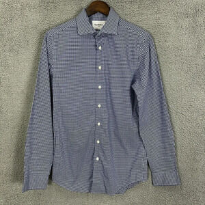 Goodfellow & co shirt mens small blue white gingham plaid button up long‎ sleeve